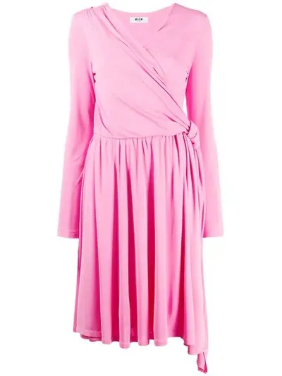 Msgm Knee Length Wrap Dress In Pink