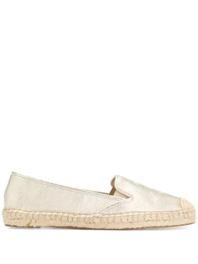 Lauren Ralph Lauren Embossed Logo Espadrilles In Gold