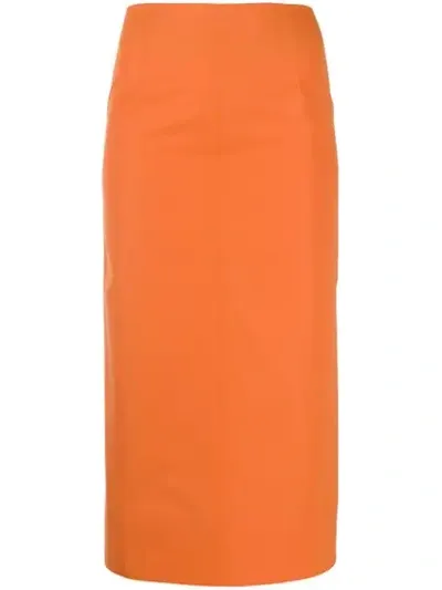 Kwaidan Editions Poplin Pencil Skirt In Orange