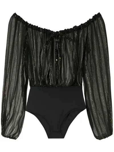 Amir Slama Metallic Bodysuit In Black