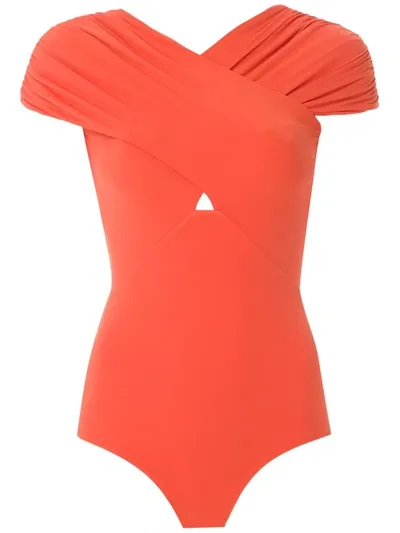 Amir Slama Ruched Panelled Body In Orange