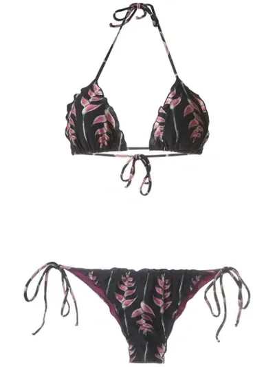 Brigitte Floral Print Triangle Bikini In Multicolour