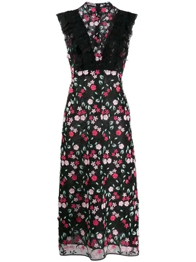 Giamba Floral Embroidered Maxi Dress In Black