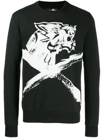 Plein Sport Panther Print Sweatshirt In Black