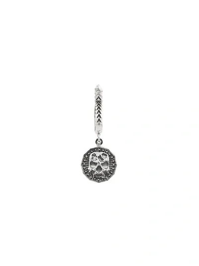 Emanuele Bicocchi Skull Hoop Drop Earring In Silver