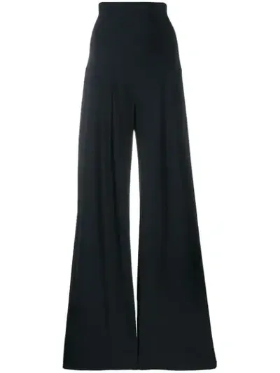 Norma Kamali High Rise Flared Trousers In Blue