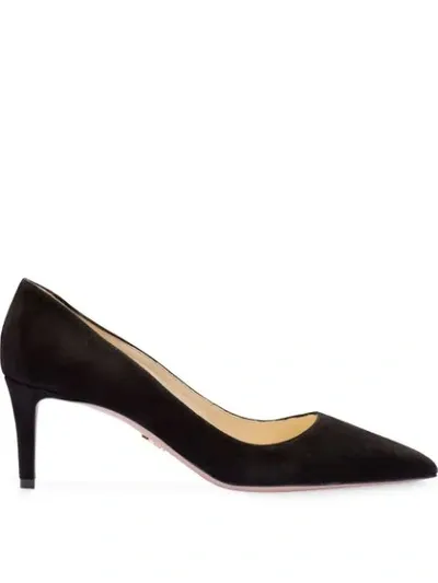 Prada Croco Point-toe 65mm Pumps In Black