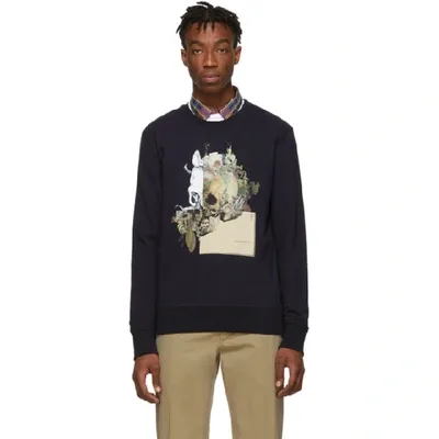 Alexander Mcqueen Printed Loopback Cotton-jersey Sweatshirt In 0903 Navymx