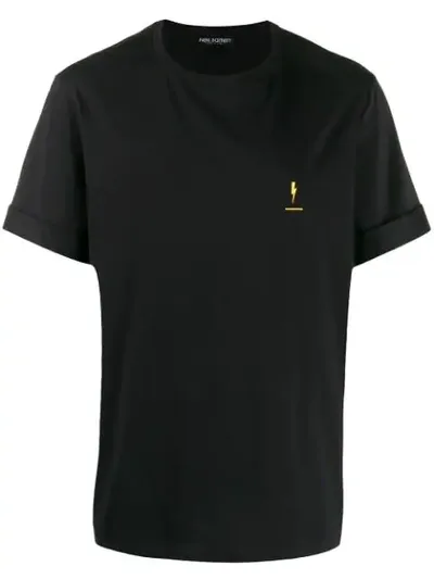 Neil Barrett Lightning Bolt Embroidered T-shirt In Black