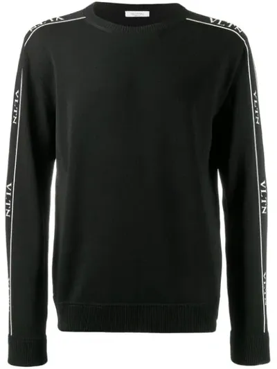 Valentino Vltn Logo Stripe Jumper In Black