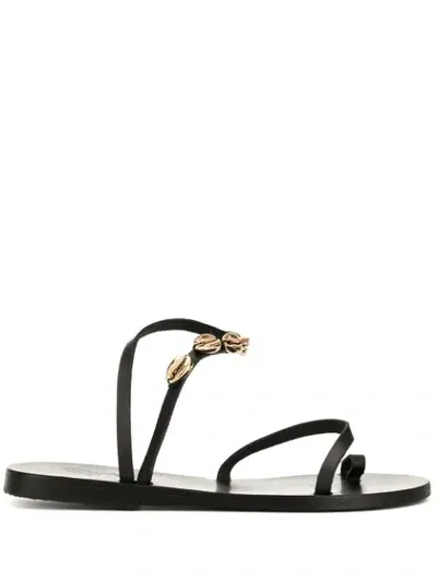 Ancient Greek Sandals Alpi Eleftheria Shells Sandals In Black