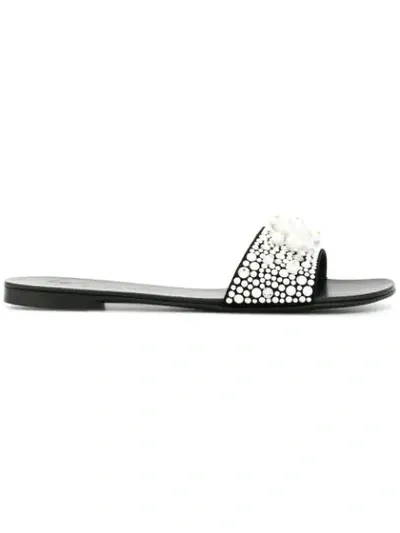 Giuseppe Zanotti Sandals Roll 10 Crystal Ornament Black