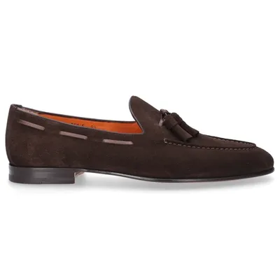 Santoni Loafers 13904 Calf-suede In Brown