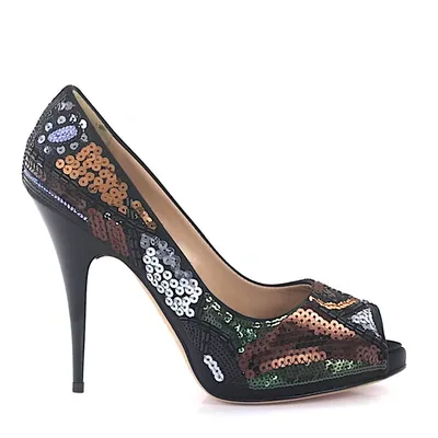 Giuseppe Zanotti Peep Toes Sequins Sequins Black