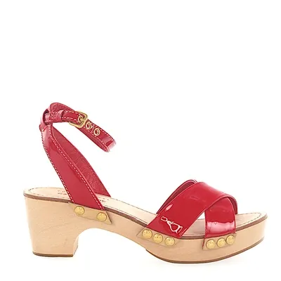 Car Shoe Platform Sandals Patent Leather Red