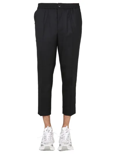 Ami Alexandre Mattiussi Ami Cropped Elasticated Waist Trousers In Black