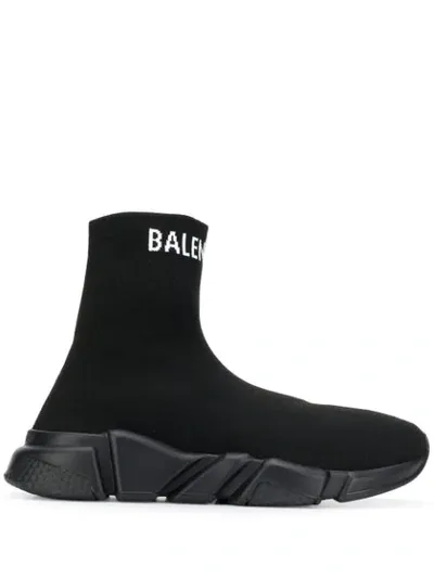 Balenciaga Speed Knitted Sneakers In Black