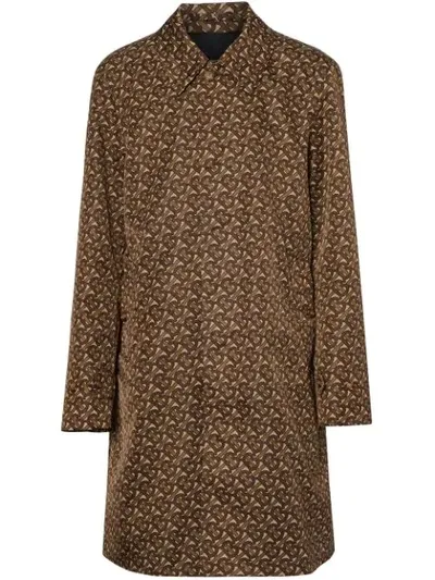 Burberry Monogram Stripe Print Nylon Car Coat In Brown