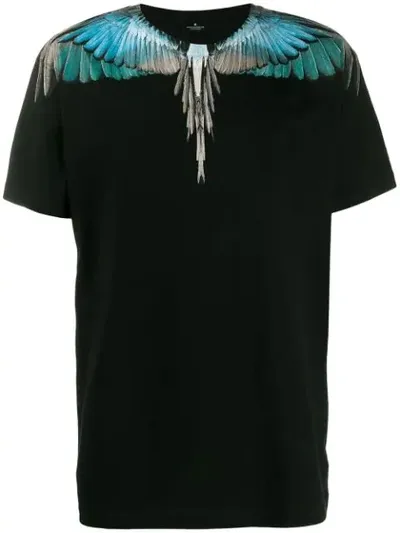 Marcelo Burlon County Of Milan Eagle Wings-print Cotton T-shirt In Nero Azzurro