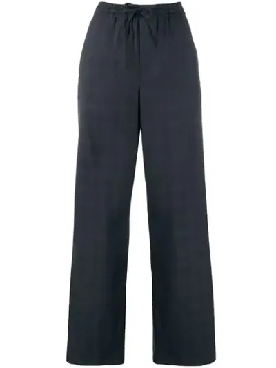 Maison Margiela Wide Leg Checked Trousers In Blue