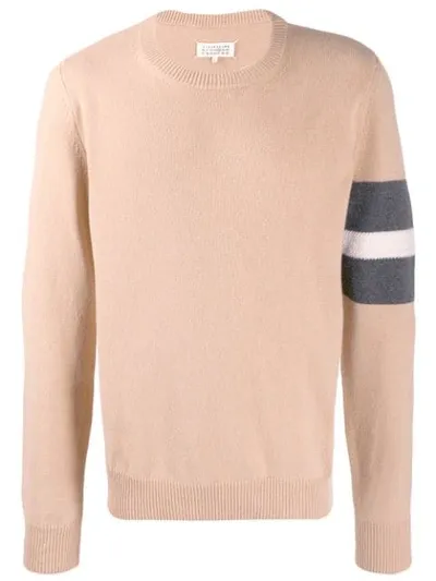 Maison Margiela Sweater With Stripe Detail In Neutrals