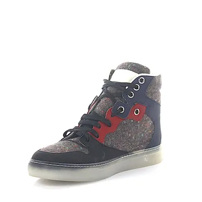 Balenciaga Sneakers Mid Top Nubuk Leather Black Fabric Multicolour In Grau