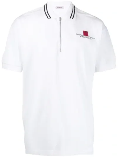 Palm Angels Printed Logo Polo Shirt In White