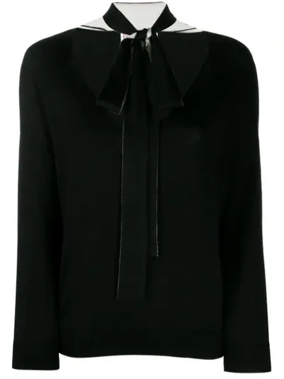 Red Valentino Neck Bow Jumper In Black