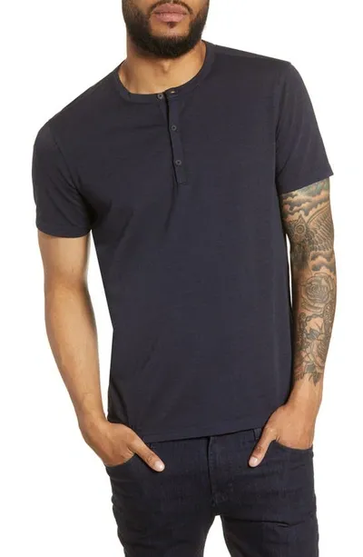 John Varvatos Regular Fit Henley T-shirt In Navy