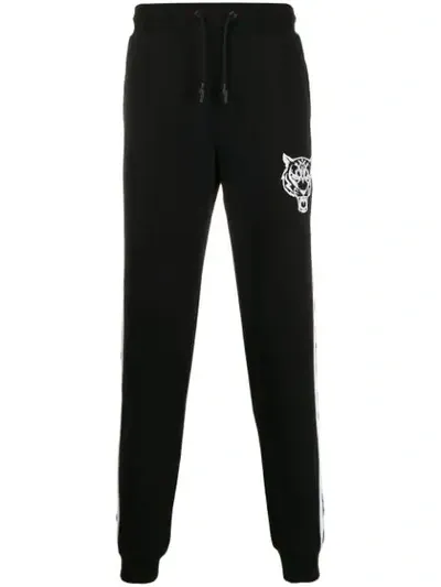 Plein Sport Logo Stripe Track Pants In Black