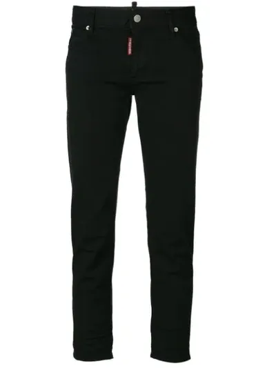 Dsquared2 Tief Sitzende Cropped-skinny-jeans In Black