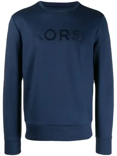 Michael Michael Kors Crew Neck Logo Sweatshirt In Blue