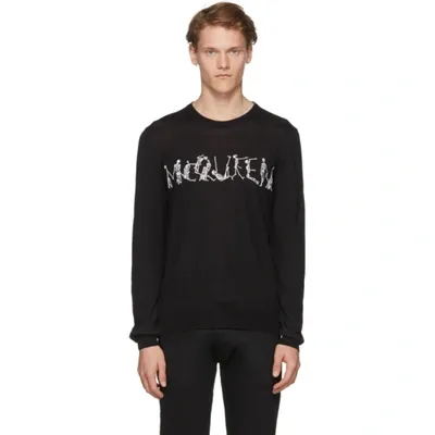 Alexander Mcqueen Dancing Skeleton Crew-neck Sweater In Black