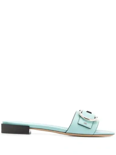 Ferragamo Gancini Slide Sandals In Green