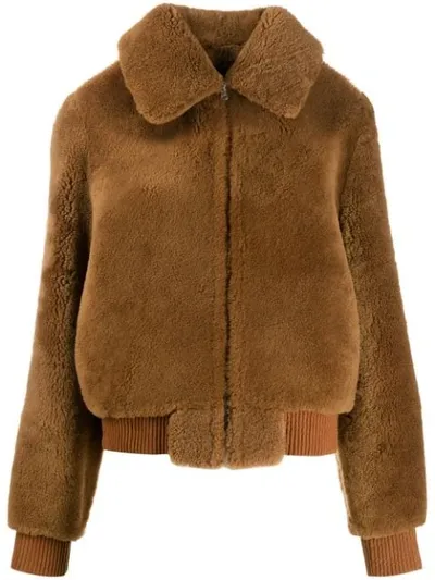 Liska Fluffy Jacket In Brown