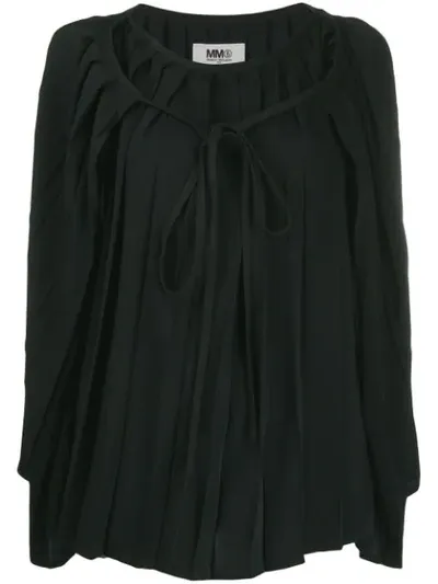 Mm6 Maison Margiela Pleated Cape Blouse In Black