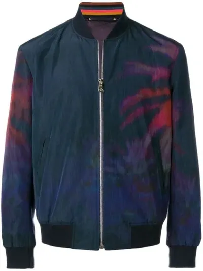 Paul Smith Tie-dye Bomber Jacket In Blue