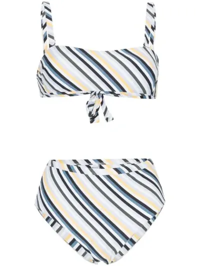 Asceno Striped Bandeau Bikini In Multicolour