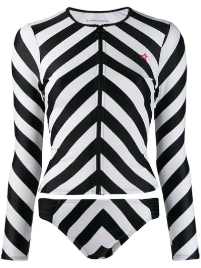 Perfect Moment Chevron Print Rash Guard Set In Black