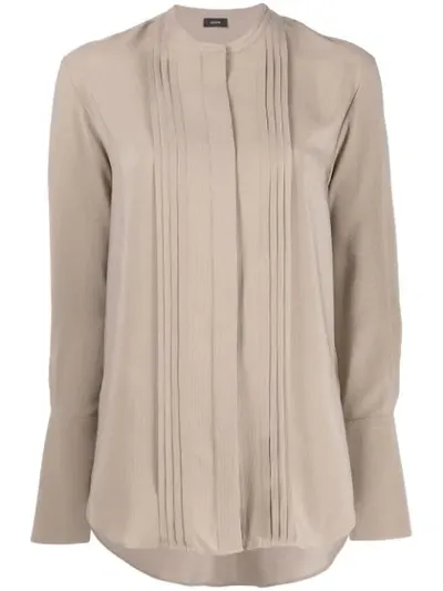 Joseph Long-sleeve Shift Blouse In Brown