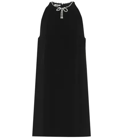 Miu Miu Embellished Halterneck Dress In Black