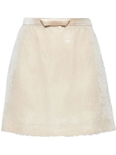 Miu Miu Sequinned Mini Skirt In Neutrals