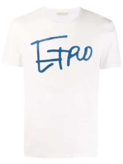 Etro Cotton T-shirt With Front Logo In White