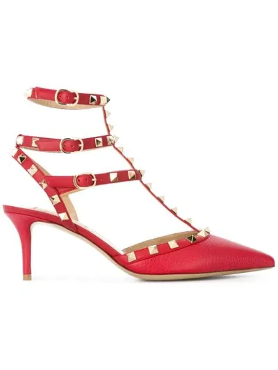 Valentino Garavani Rockstud Caged 65mm Pumps In Red