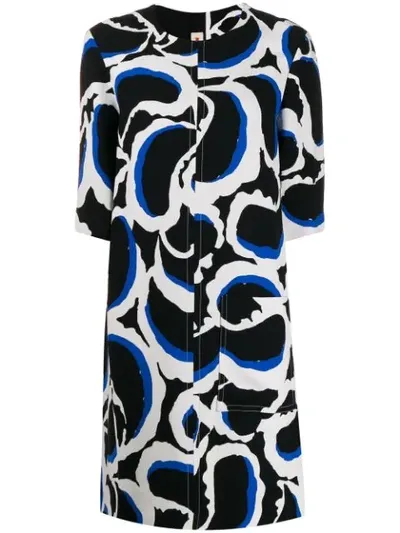 Marni Patterned Shift Dress In Black