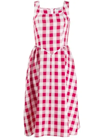 Batsheva Gingham Day Dress In Red