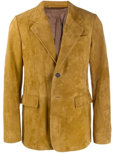 Prada Single-breasted Suede Blazer In F0280 Giunco