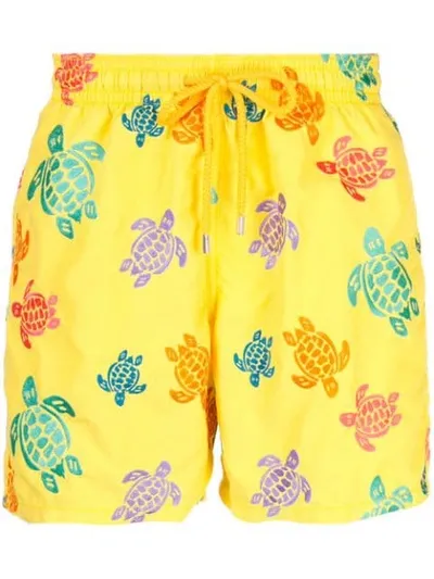 Vilebrequin Turtle Print Swim Shorts In Yellow