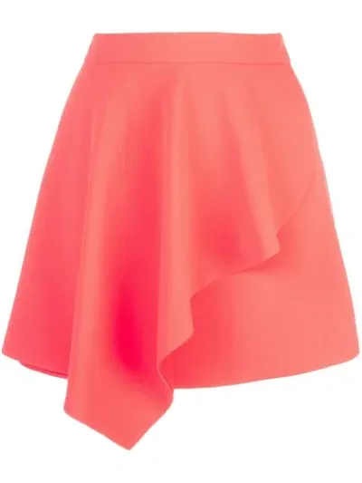 Alice And Olivia Alice + Olivia Nicky Asymmetric Draped-overlay Mini Skirt In Orange