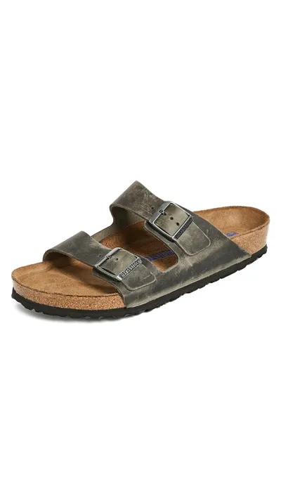 Birkenstock Arizona Sandal Oiled Nubuck Soft Footbed - Iron